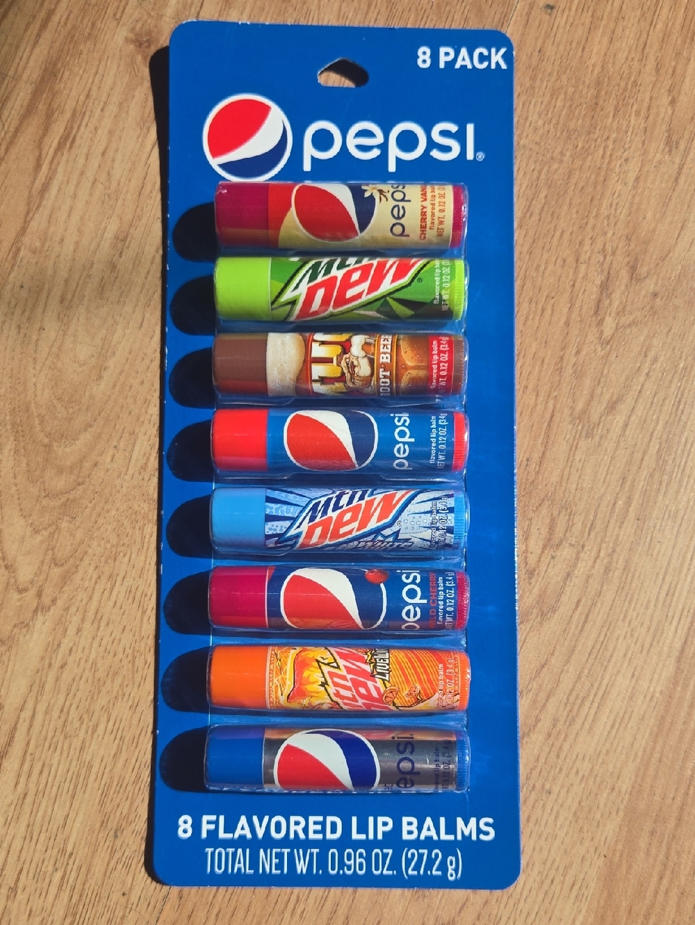 Pepsi Assorted Soda-Themed Lip Balm Pack – Blue, Red, Green, Orange, Brown